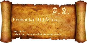 Prohaska Uljána névjegykártya